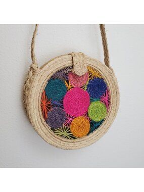 Unbranded round woven summer crossbody bag